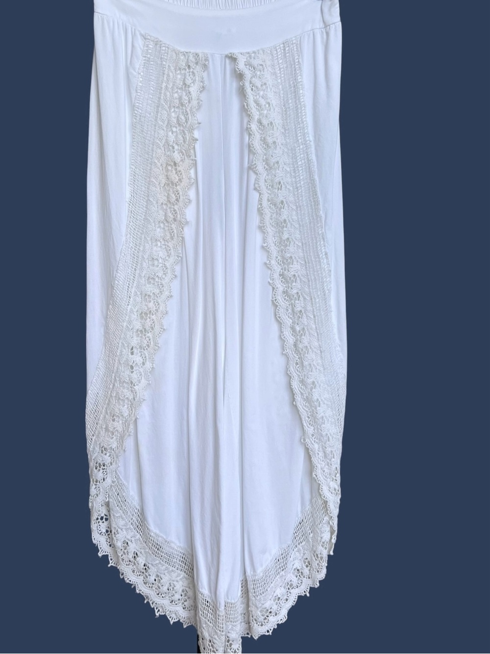 Goa Beachwear by Japna White Crochet Beach Pants Cover Up Size Medium